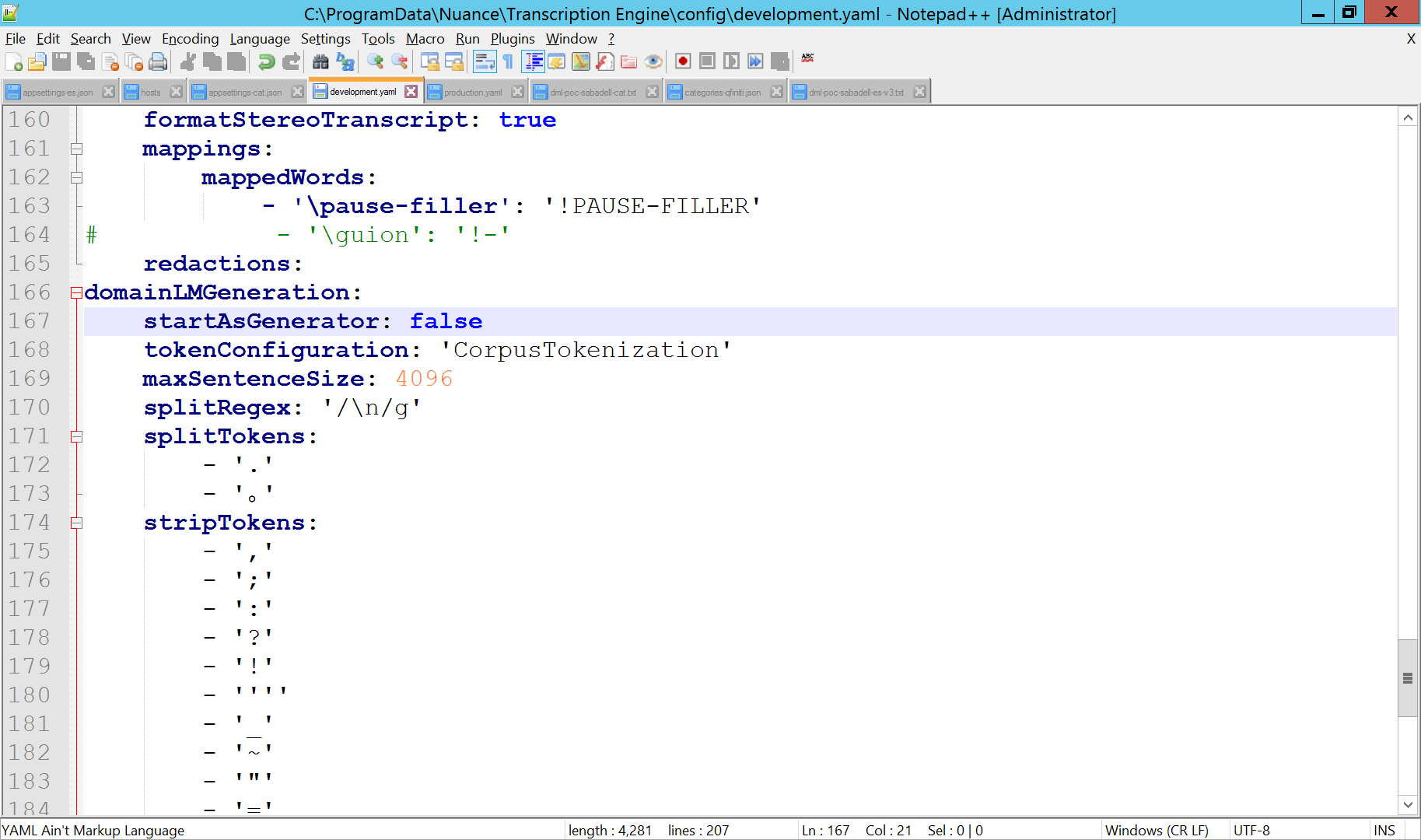 Actualizar develoment.yaml - startAsGenerator
