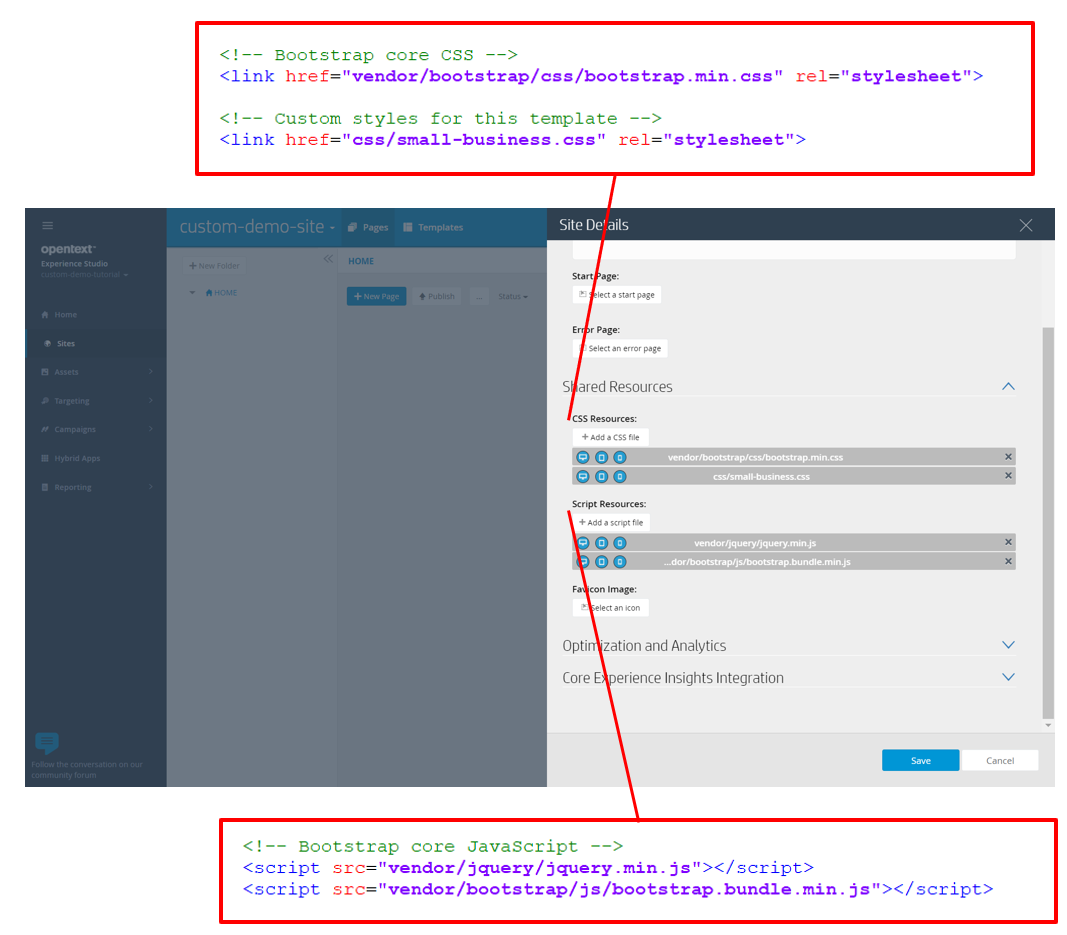 Recursos importados en TeamSite