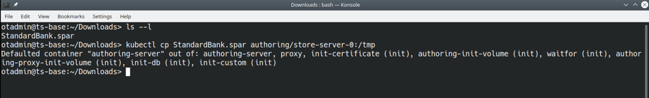 kubectl cp StandardBank.spar authoring/store-server-0:/tmp