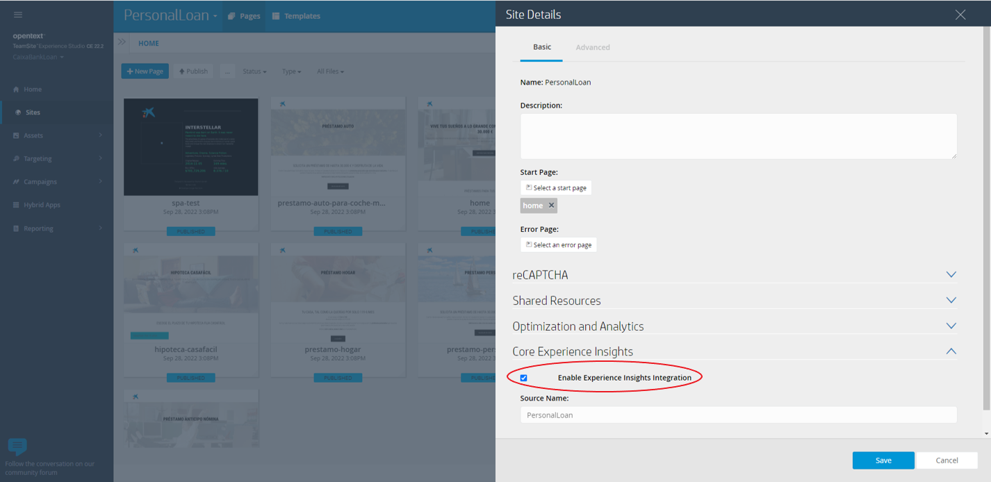 Habilitar la integración con Core Experience Insights