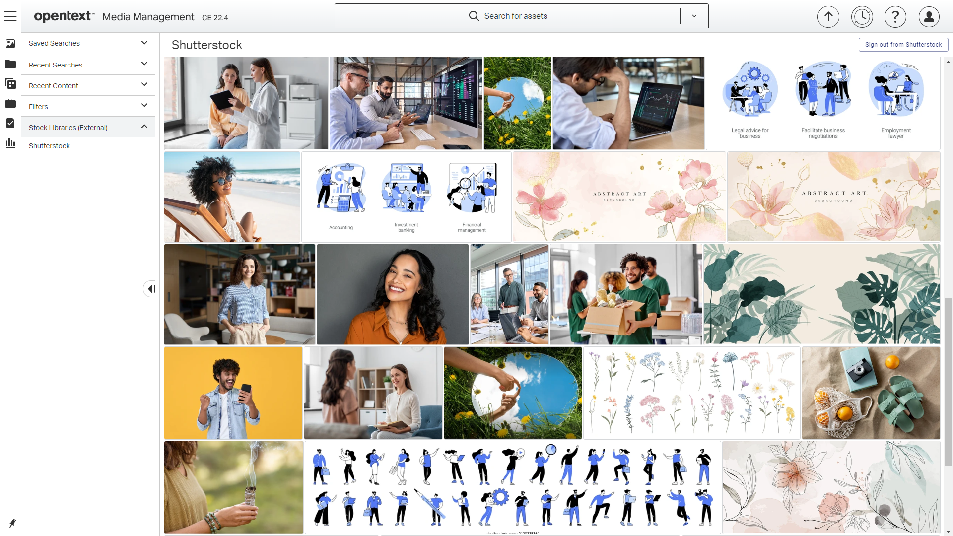 OpenText Media Management - Stock libraries - ShutterStock