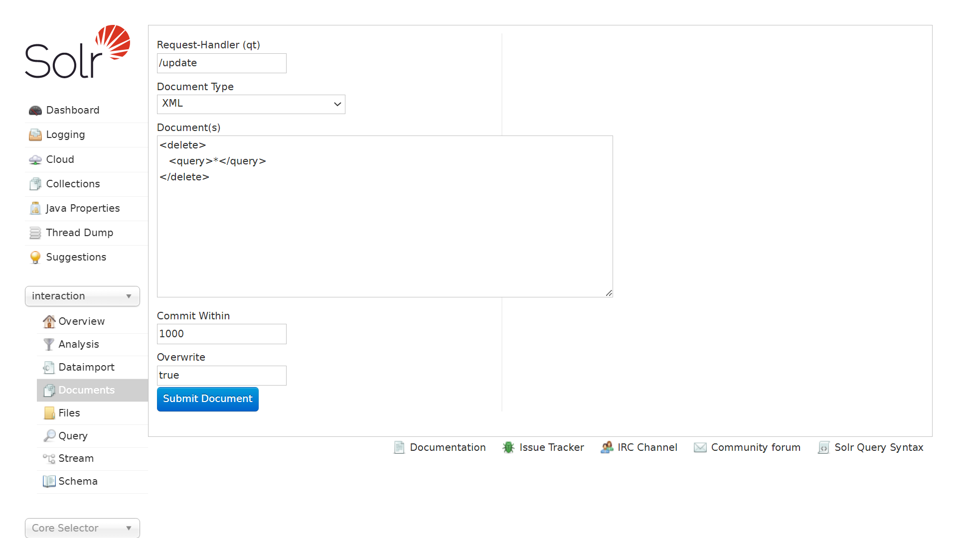 Solr delete documents