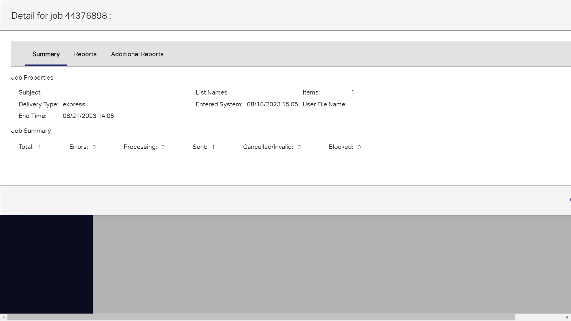Check Job Status - details