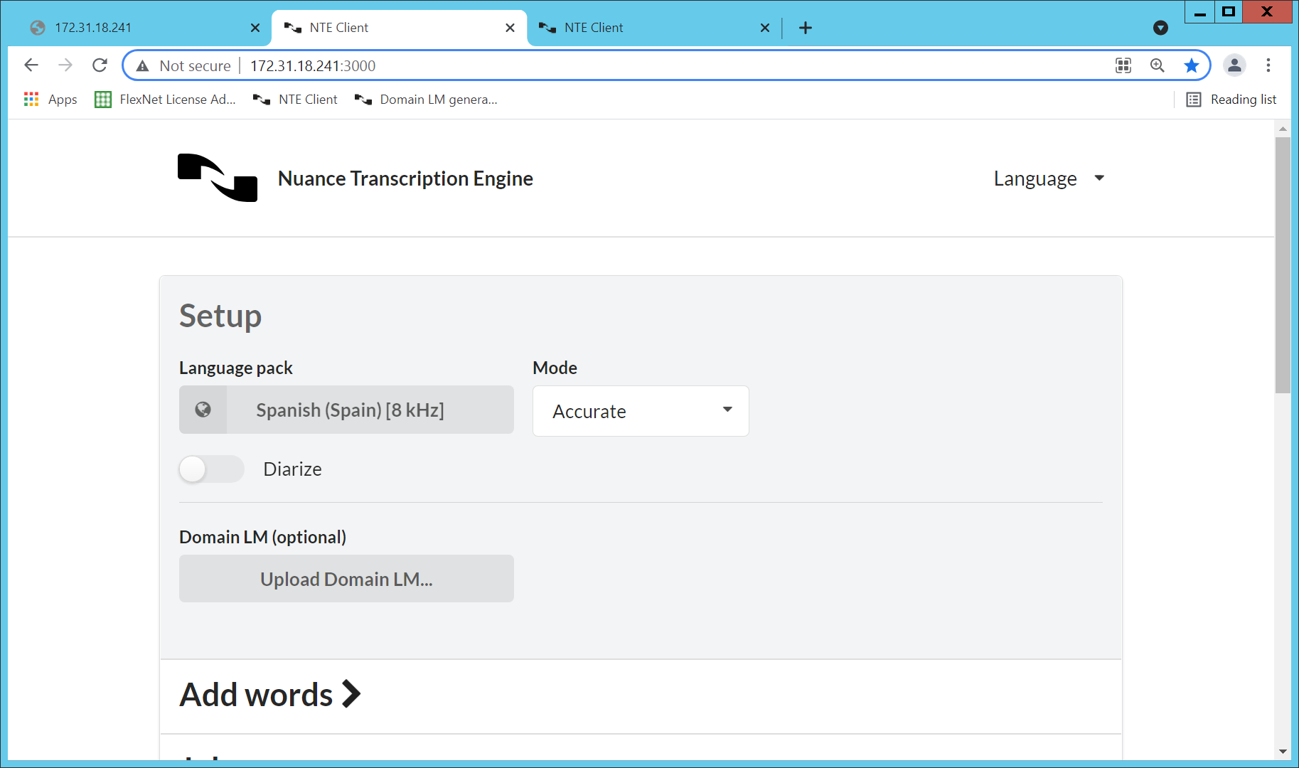NTE client web access
