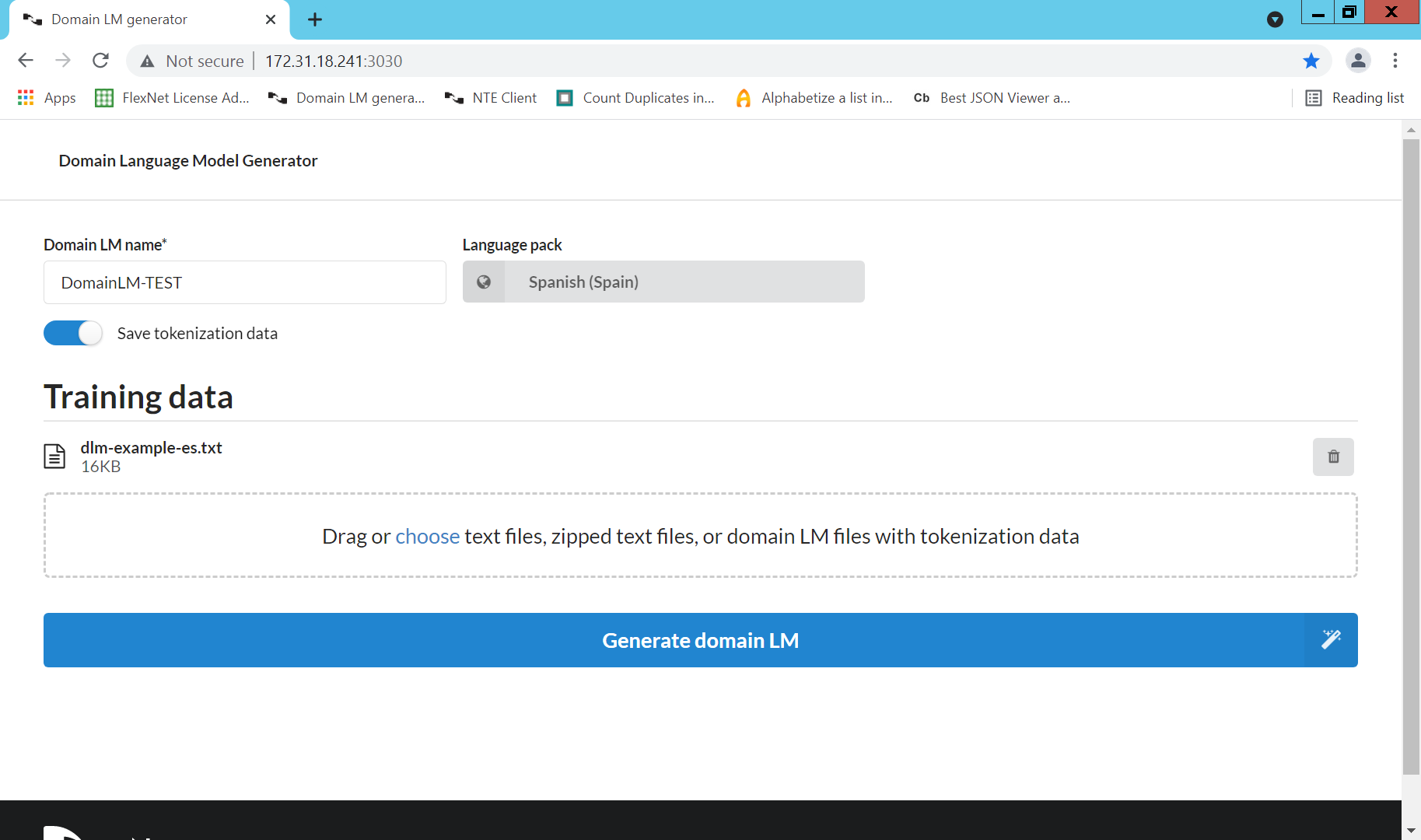 Domain Language Model Generator