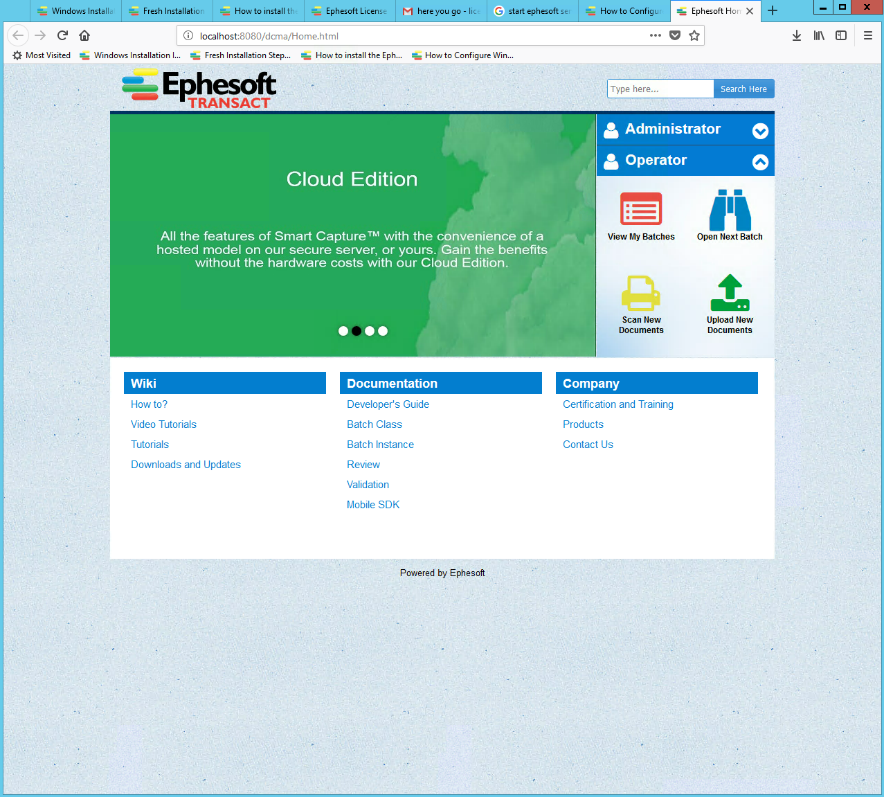 Instalar Ephesoft en Windows Instalar Ephesoft en Windows