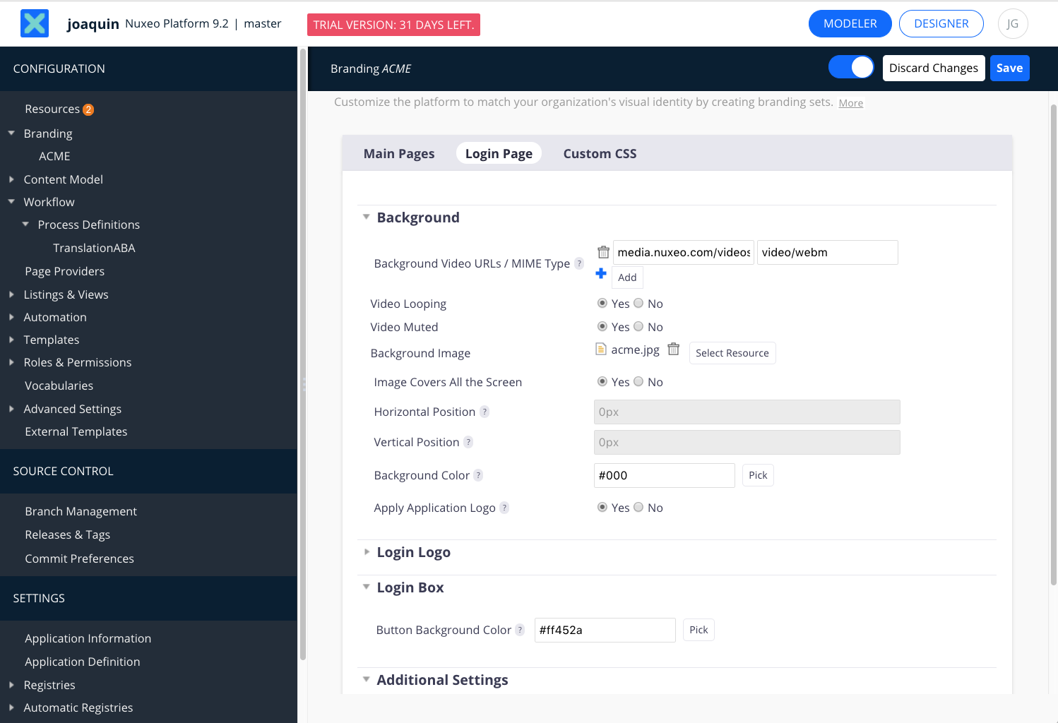 Nuxeo Studio: login page with background video Nuxeo Studio: login page with background video