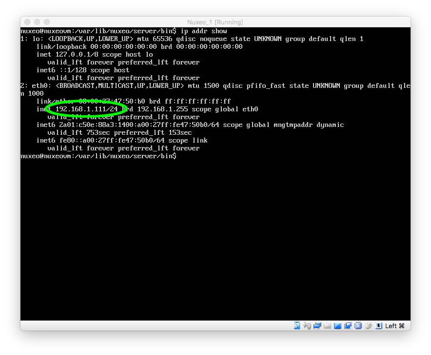 nuxeo virtual machine: IP address nuxeo virtual machine: IP address