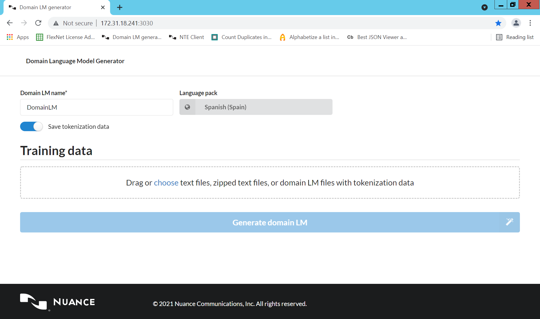 Acceso web Transcription DomainLM Client